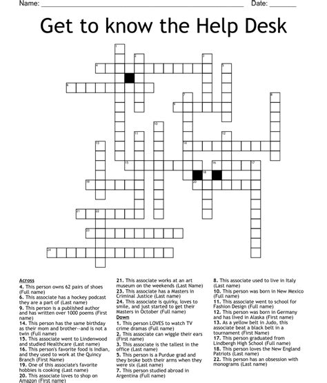 Help desk client crossword. Things To Know About Help desk client crossword. 